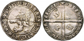 VLAANDEREN, Graafschap, Jan zonder Vrees (1404-1419), AR dubbele groot kromstaart, 1418-1419, Gent. Vz/ Leeuw n. l. met het wapenschild van de hertog....