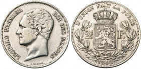 BELGIQUE, Royaume, Léopold Ier (1831-1865), AR 2 1/2 francs, 1848. Petite tête. Dupriez 382. Nettoyé.
Très Beau