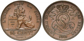 BELGIQUE, Royaume, Léopold Ier (1831-1865), Cu 10 centimes, 1848 sur 1838. BRAEMT F. avec point. Bogaert 386C.
Superbe
