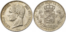 BELGIQUE, Royaume, Léopold Ier (1831-1865), AR 2 1/2 francs, 1849. Petite tête. Dupriez 415.
Très Beau à Superbe