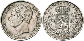 BELGIQUE, Royaume, Léopold Ier (1831-1865), AR 2 1/2 francs, 1849. Grande tête. Dupriez 413.
Très Beau