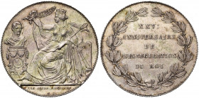 BELGIQUE, Royaume, Léopold Ier (1831-1865), AR 2 francs, 1856FR. 25e anniversaire de l''inauguration du roi. Dupriez 576. Petits coups sur la tranche....