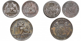 BELGIQUE, Royaume, Léopold Ier (1831-1865), lot de 3 p.: 5 centimes 1850 (0 étroit); 2 centimes 1833 (avec point) et 1847.
Très Beau à Superbe