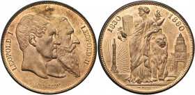 BELGIQUE, Royaume, Léopold II (1865-1909), 10 centimes, 1880. Tranche lisse. Frappe médaille. Dupriez 1225.
Superbe à Fleur de Coin