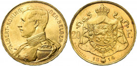 BELGIQUE, Royaume, Albert Ier (1909-1934), AV 20 frank, 1914NL. Pos. A. Dupriez 1981.
Superbe à Fleur de Coin