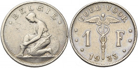 BELGIQUE, Royaume, Albert Ier (1909-1934), nickel 1 frank, 1933NL. Dupriez 2504. Très rare Coup sur la tranche.
Très Beau