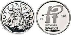 BELGIQUE, Royaume, Baudouin (1951-1993), module de 40 francs, 1980. Platine. Millénaire de la principauté de Liège.
Flan poli