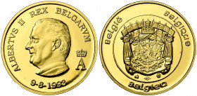 BELGIQUE, Royaume, Albert II (1993-2013), AV médaille en or, 1993. Couronnement du roi. 15,55g Etui.
Flan poli