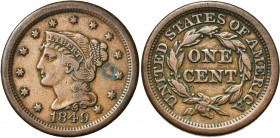 ETATS-UNIS, Cu 1 cent, 1849. K.M. 67. Tache de vert-de-gris.
Très Beau