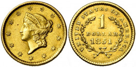 ETATS-UNIS, AV 1 dollar, 1851. Fr. 84.
Très Beau