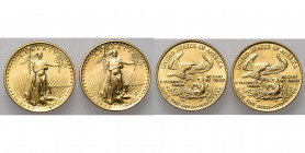 ETATS-UNIS, lot de 2 p.: 5 dollars (1/10 oz) 1986 et 1987.
Fleur de Coin
