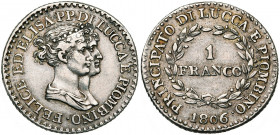 ITALIE, LUCQUES et PIOMBINO, Elisa et Félix (1805-1814), AR 1 franco, 1806. M. 441; G. 6.
Très Beau