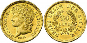 ITALIE, NAPLES, Joachim Murat (1808-1815), AV 20 lire, 1813. Avec point après la date. Les rameaux courts. M. 475; G. 9; Fr. 860.
presque Superbe