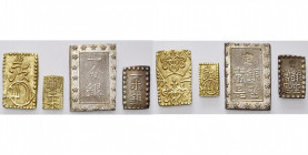 JAPAN, lot of 4 pcs: silver bu (ishibu), n.d. (1859-1868); gold 2 shu (nishu gin), n.d. (1860-1869); gold 2 bu (ni bu), n.d. (1868-1869); silver shu (...