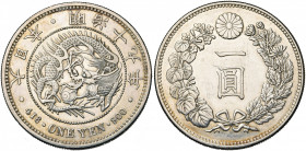 JAPAN, Mutsuhito (1867-1912), AR 1 yen, Meiji 19 (1886). Large size (38,6 mm). JNDA 01-10; Y. A-25.2. Slightly cleaned.
Extremely Fine