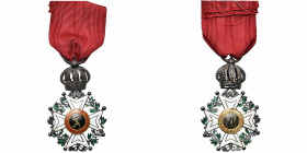 BELGIQUE, Ordre de Léopold, croix de chevalier en argent, modèle civil unilingue de la création par Dutalis en 1832, avec couronne bombée et anneau st...