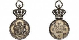 SERBIE, médaille de la Maison royale, type I (1882-1889), 3e classe en argent avec couronne (31 mm). Anneau brisé, sans ruban.