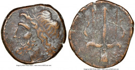 SICILY. Syracuse. Hieron II (ca. 275-215 BC). AE litra (19mm, 9h). NGC Choice VF. Head of Poseidon left, wearing taenia / ΙΕΡ-ΩΝΟΣ / ΛΥ, trident head,...