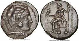 MACEDONIAN KINGDOM. Alexander III the Great (336-323 BC). AR tetradrachm (25mm, 16.57 gm, 11h). NGC Choice AU 5/5 - 2/5. Early posthumous issue of Tyr...