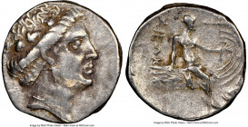 EUBOEA. Histiaea. Ca. 3rd-2nd centuries BC. AR tetrobol (14mm, 8h). NGC XF. Head of nymph right, wearing vine-leaf crown, earring and necklace / H-IΣT...