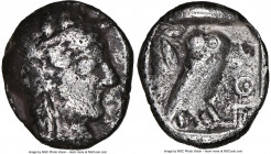 ATTICA. Athens. Ca. 450-404 BC. AR drachm (15mm, 3.53 gm, 12h). NGC Fine 5/5 - 2/5, graffito. Head of Athena right, wearing crested Attic helmet ornam...