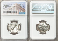 ATTICA. Athens. Ca. 440-404 BC. AR tetradrachm (26mm, 17.19 gm, 9h). NGC Choice AU 5/5 - 4/5. Mid-mass coinage issue. Head of Athena right, wearing ea...