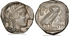ATTICA. Athens. Ca. 440-404 BC. AR tetradrachm (25mm, 17.14 gm, 8h). NGC Choice AU 5/5 - 3/5. Mid-mass coinage issue. Head of Athena right, wearing ea...