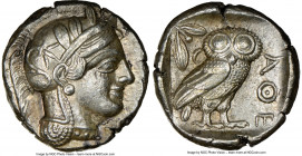 ATTICA. Athens. Ca. 440-404 BC. AR tetradrachm (23mm, 17.20 gm, 7h). NGC AU 5/5 - 5/5. Mid-mass coinage issue. Head of Athena right, wearing earring, ...