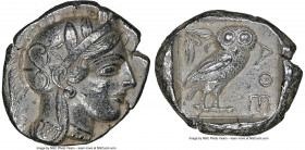 ATTICA. Athens. Ca. 440-404 BC. AR tetradrachm (26mm, 17.22 gm, 7h). NGC AU 5/5 - 4/5. Mid-mass coinage issue. Head of Athena right, wearing earring, ...
