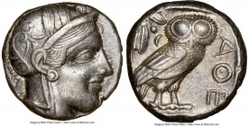ATTICA. Athens. Ca. 440-404 BC. AR tetradrachm (21mm, 17.18 gm, 4h). NGC AU 5/5 - 4/5. Mid-mass coinage issue. Head of Athena right, wearing earring, ...