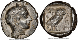 ATTICA. Athens. Ca. 440-404 BC. AR tetradrachm (26mm, 17.14 gm, 7h). NGC Choice XF 5/5 - 4/5. Mid-mass coinage issue. Head of Athena right, wearing ea...
