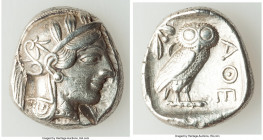 ATTICA. Athens. Ca. 440-404 BC. AR tetradrachm (25mm, 17.16 gm, 12h). Choice XF, test cut, scratches, light scuffs. Mid-mass coinage issue. Head of At...