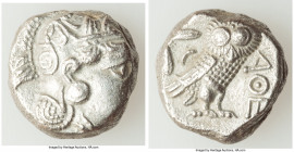 ATTICA. Athens. Ca. 393-294 BC. AR tetradrachm (23mm, 16.48 gm, 8h). AU, porosity. Late mass coinage issue. Head of Athena with eye in true profile ri...