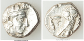 ATTICA. Athens. Ca. 393-294 BC. AR tetradrachm (23mm, 16.56 gm, 8h). XF, porosity. Late mass coinage issue. Head of Athena with eye in true profile ri...