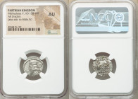 PARTHIAN KINGDOM. Mithradates V (AD 128-147). AR drachm (18mm, 12h). NGC AU. Ecbatana. Bearded bust left, wearing single banded diadem, beaded border ...