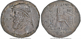 PARTHIAN KINGDOM. Mithradates II (121-91 BC). AR tetradrachm (31mm, 15.23 gm, 1h). NGC XF 4/5 - 3/5, marks, flan flaws. Seleucia on Tigris, ca. 120/19...