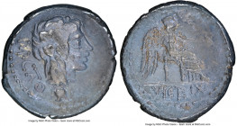 M. Porcius Cato (ca. 89 BC). AR quinarius (15mm, 2.00 gm, 10h). NGC Choice VF 5/5 - 3/5. Rome. M•CATO (AT ligate), head of Liber right, wearing ivy wr...
