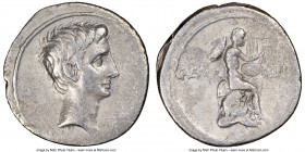 Octavian, as Sole Imperator (43-27 BC). AR denarius (20mm, 3.12 gm, 3h). NGC VF 5/5 - 2/5. Italian mint (Rome?), ca. 32-31 BC. Bare head of Octavian r...
