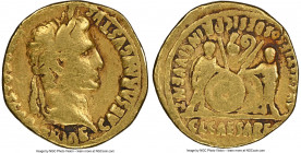Augustus (27 BC-AD 14). AV aureus (19mm, 7.76 gm, 7h). NGC VG 4/5 - 4/5. Lugdunum, ca. 2 BC-AD 4. CAESAR AVGVSTVS-DIVI F PATER PATRIAE, laureate head ...