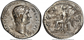 Hadrian (AD 117-138). AR denarius (19mm, 6h). NGC Choice VF. Rome, ca. AD 126-127. HADRIANVS AVGVSTVS, laureate head of Hadrian right, with slight dra...