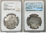 Philip III Cob 8 Reales ND (1598-1621) XF Details (Saltwater Damage) NGC, Potosi mint, KM10. 26.48gm. Includes previous auction and dealer tags, one m...