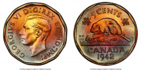George VI 5 Cents 1942 MS65 PCGS, Royal Canadian mint, KM39. Tombac. Amazing color and pattern of tone. 

HID09801242017

© 2020 Heritage Auctions | A...
