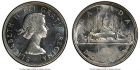 Elizabeth II Mint Error - Struck Through Reverse Dollar 1961 MS63 PCGS, Royal Canadian mint, KM54. Untoned with cartwheel luster. 

HID09801242017

© ...
