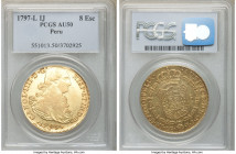 Charles IV gold 8 Escudos 1797 LM-IJ AU50 PCGS, Lima mint, KM101. AGW 0.7615 oz. 

HID09801242017

© 2020 Heritage Auctions | All Rights Reserved