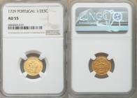 João V gold 1/2 Escudo 1729 AU55 NGC, Lisbon mint, KM218, Gomes-109.08. Sun yellow. 

HID09801242017

© 2020 Heritage Auctions | All Rights Reserved