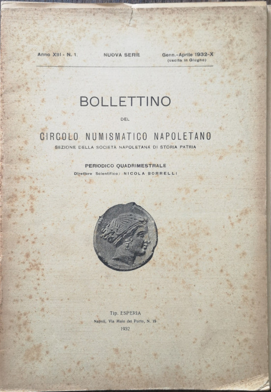 Libri. Bollettino del Circolo Numismatico Napoletano. Napoli Gennaio-Aprile 1932...