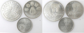 Argentina. Lotto di 3 pezzi. 3000-2000-1000 Pesos 1978. Ag.