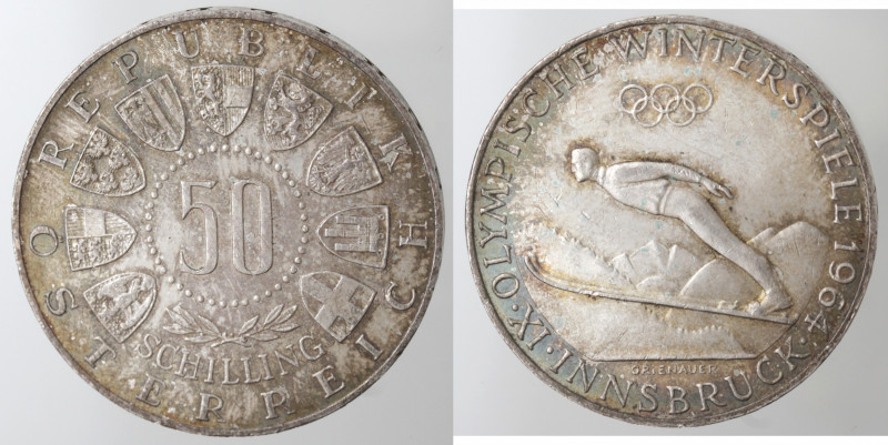Monete Estere. Austria. 50 Scellini 1964. Ag. KM# 2896. Peso 20,00 gr. qFDC. (D....