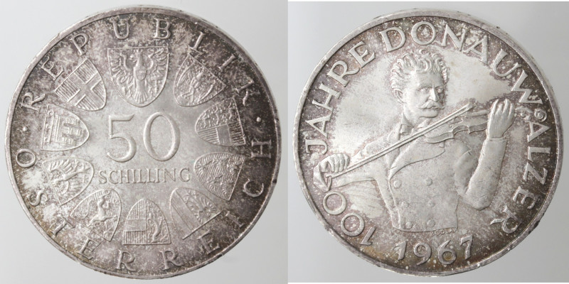 Monete Estere. Austria. 50 Scellini 1967. Ag. KM# 2902. Peso 20,00 gr. qFDC. Imp...