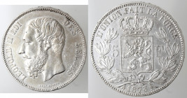 Belgio. 5 Franchi 1873. Ag.